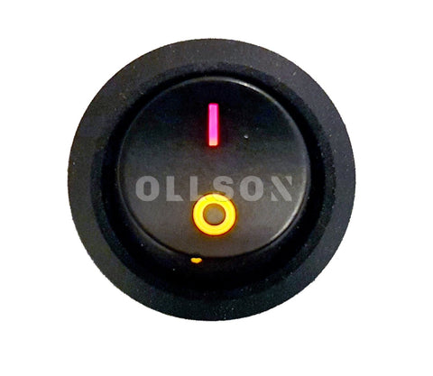 Schakelaar aan / uit symbool / logo geel 20A 14V